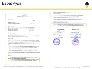 ЕвразРуда
Служба технической поддержки ООО «РН-Смазочные материалы» 22.05.2014
www.bikraftoil.by
 