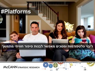 #Platforms 
ריבוי פלטפורמות ומסכים מאפשר לבנות סיפור חוויתי מתמשך 
 