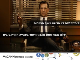 דיסציפלינה לא חדשה בענף הפרסום 
שלא נאמר אחת מאבני היסוד בעשייה הקריאטיבית 
 