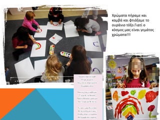 Xρώματα πήραμε και
καμβά και φτιάξαμε το
ουράνιο τόξο.Γιατί ο
κόσμος μας είναι γεμάτος
χρώματα!!!
 