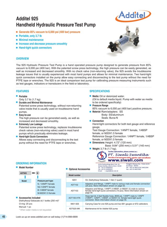Katalog Additel Distributor Additel di Indonesia Siwali 021