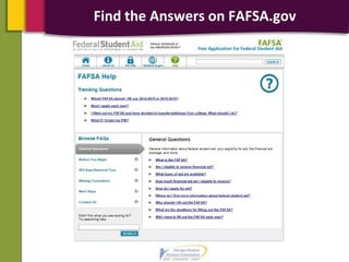 Find the Answers on FAFSA.gov
 