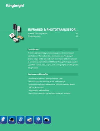 INFRARED  PHOTOTRANSISTOR
Infrared Emitting Diode	 51
Phototransistor	53
Description
Features and Benefits
 