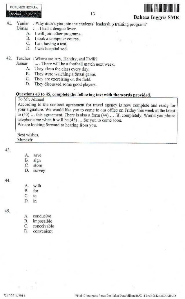 Naskah Un Bahasa Inggris Smk 2014 2015