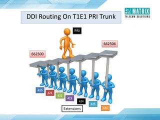 DDI Routing On T1E1 PRI Trunk
420
421
422
423
424
425
426
PRI
662500
662506
Extensions
 