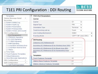 T1E1 PRI Configuration : DDI Routing
 
