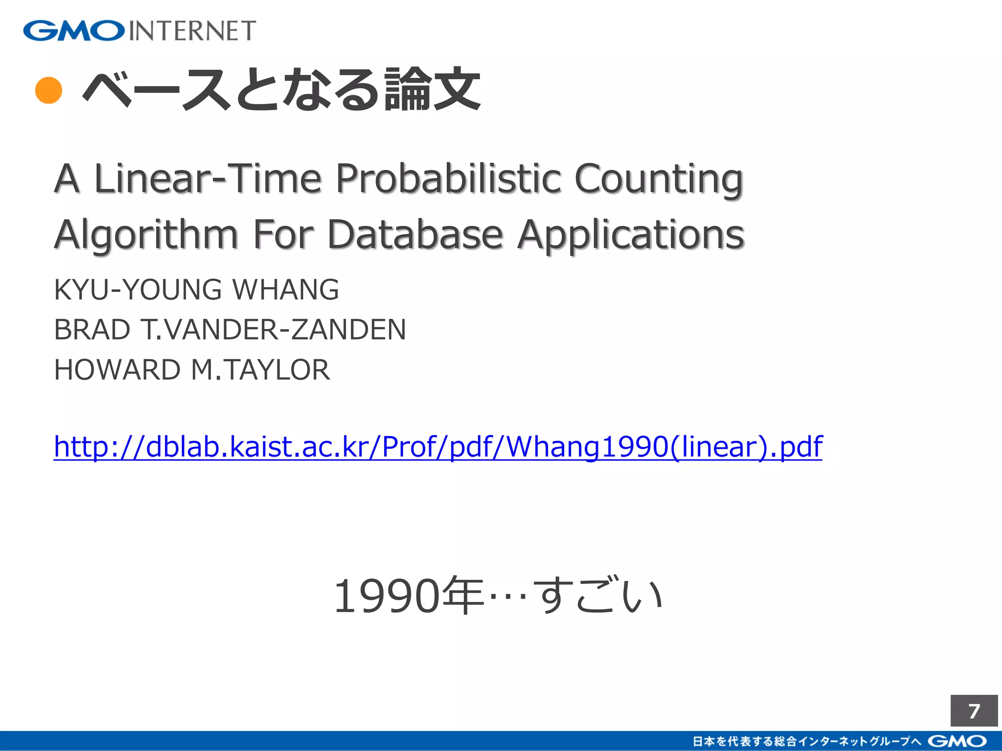 7
Linear Counting
 