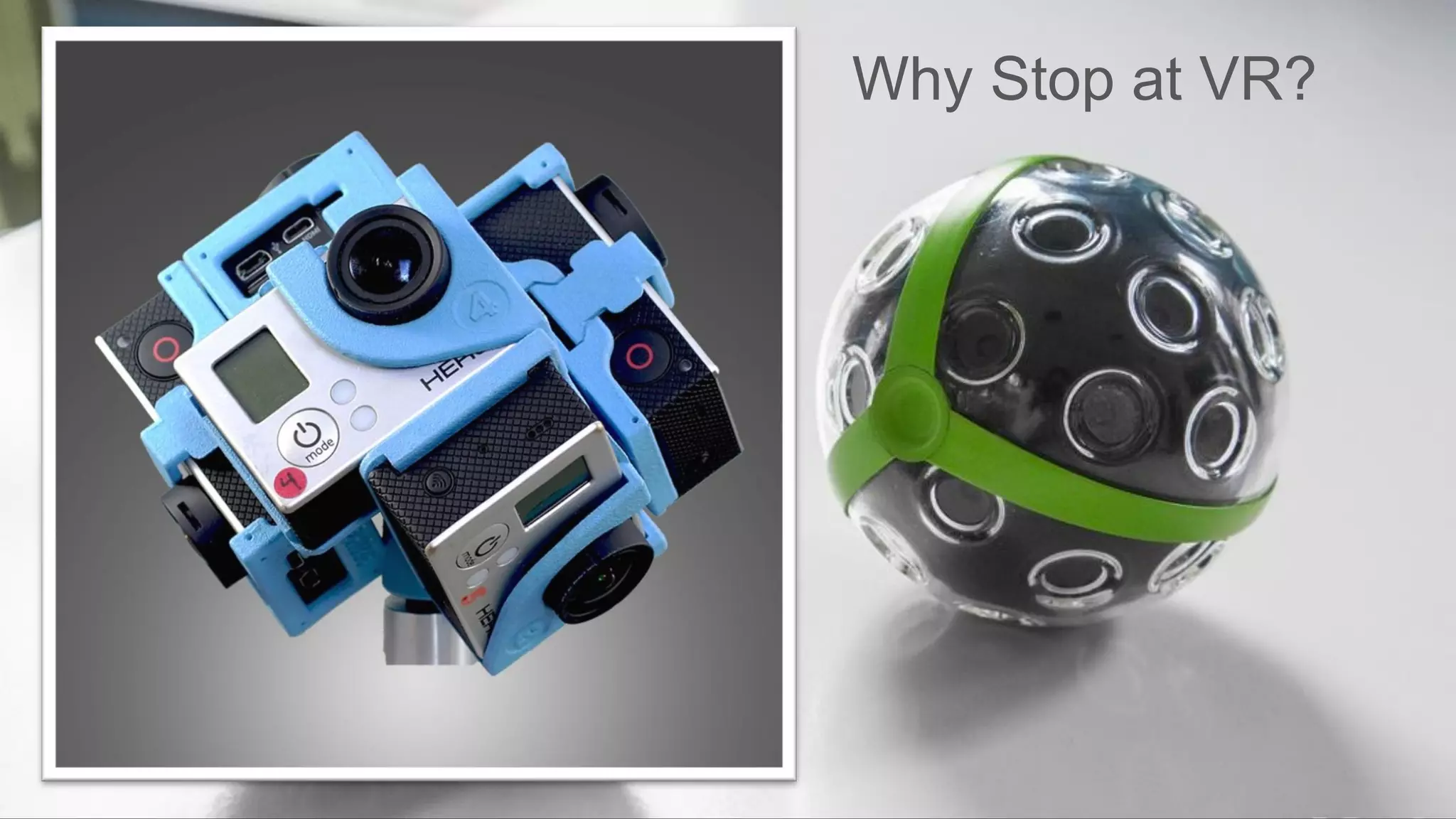 title
“title”
Text here
@twittername
Why Stop at VR?