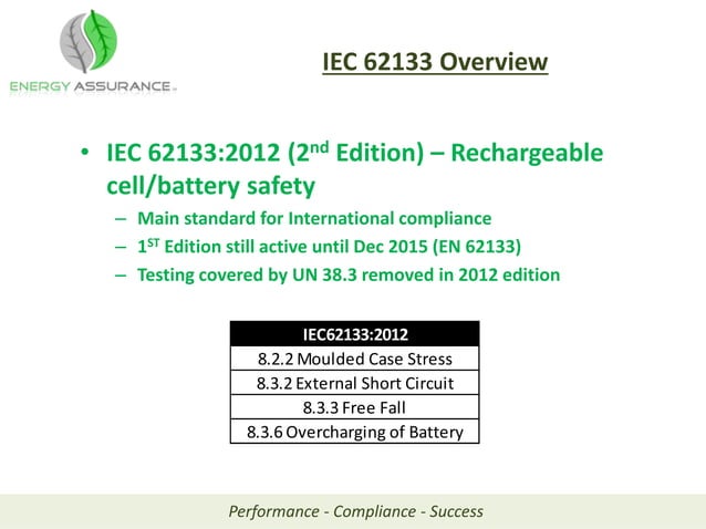 Achieving Compliance to Small Format Battery Standards | PPTX