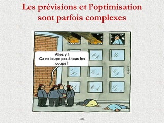 Les prévisions et l’optimisation
sont parfois complexes
- 46 -
Allez y !
Ca ne loupe pas à tous les
coups !
 