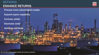 21
Process more advantaged crudes
Expand export capability
Increase yields
Decrease costs
Optimize portfolio
REFINING
ENHANCE RETURNS
San Francisco Refinery, Rodeo Facility. San Francisco, California.
 