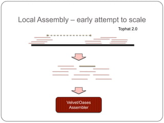 Local Assembly – early attempt to scale
Tophat 2.0

Velvet/Oases
Assembler

 