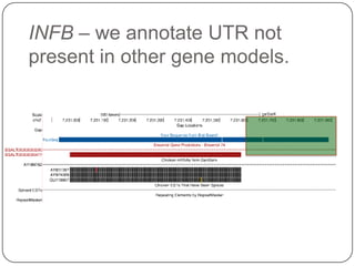 INFB – we annotate UTR not
present in other gene models.

 