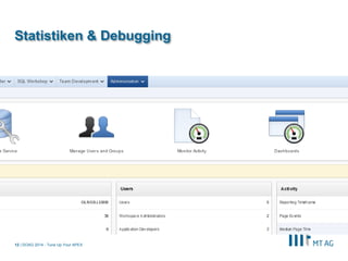 | 
Statistiken & Debugging 
DOAG 2014 - Tune Up Your APEX 
12  