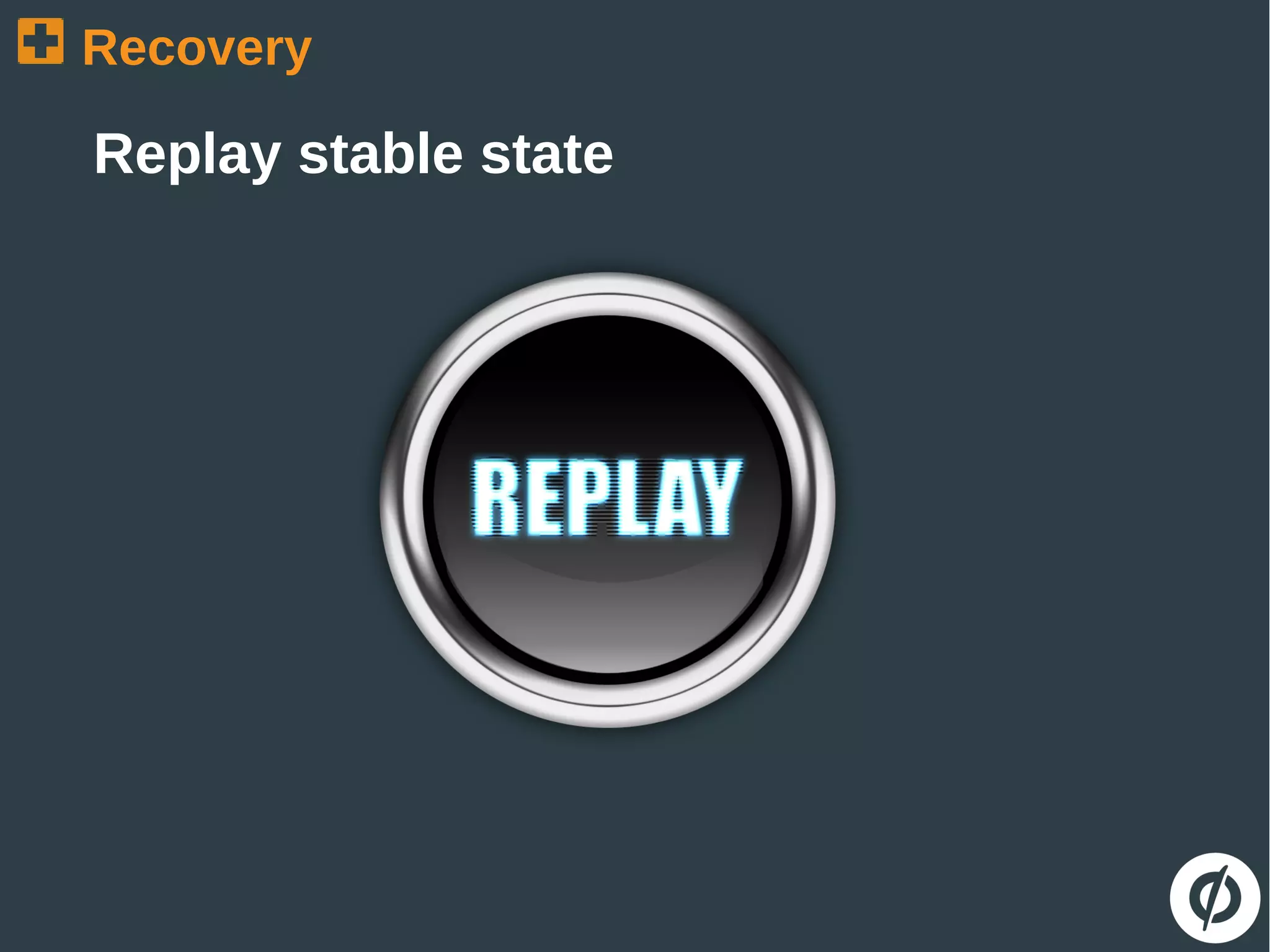 Recovery
Replay stable state