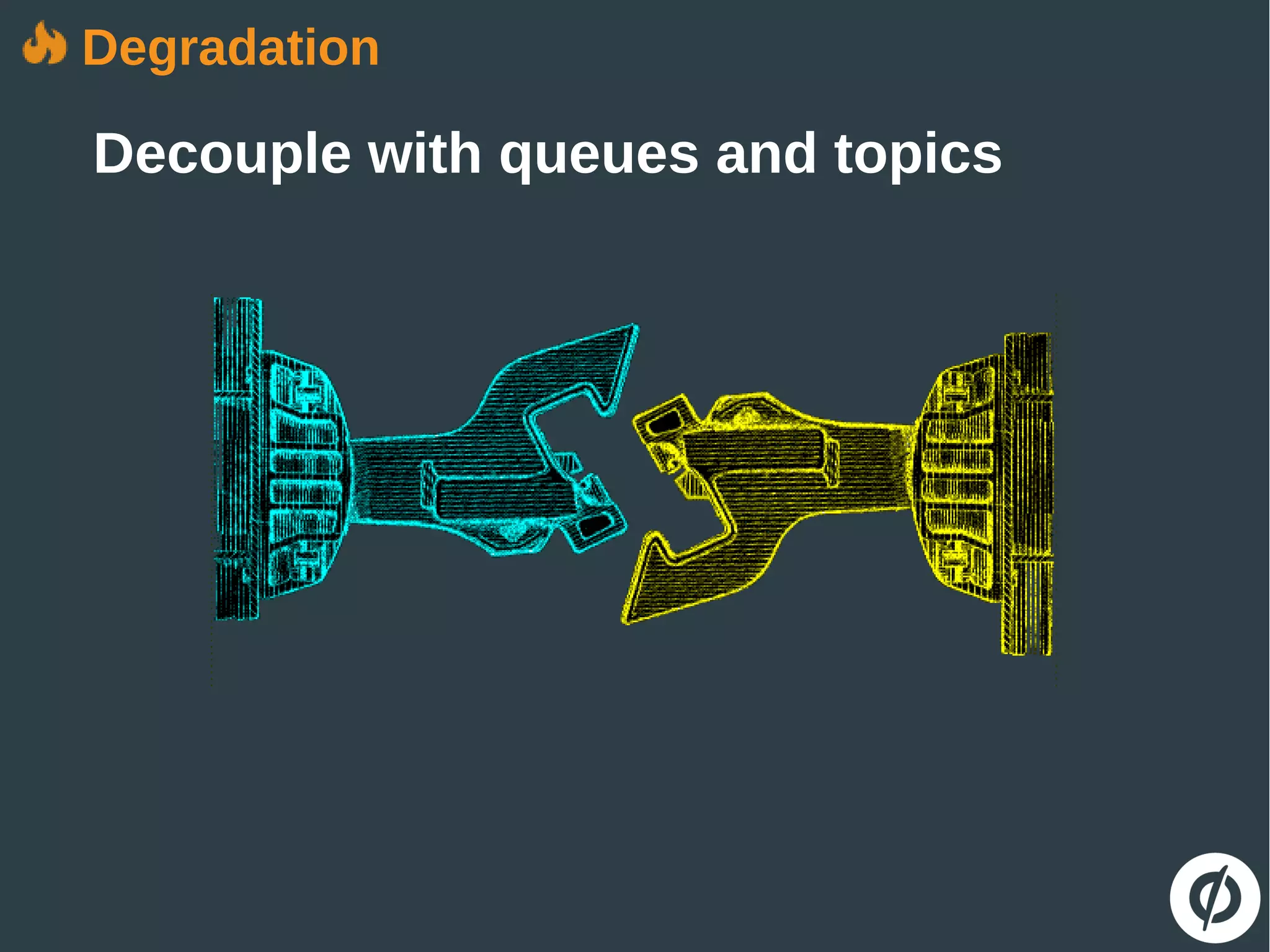 Degradation
Decouple with queues and topics