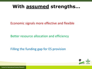 Ecosystem Services in plantations: from economic valuations to market-based instruments