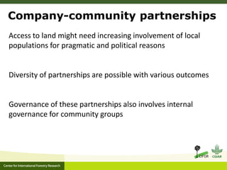 Developing partnerships between CIFOR and the private plantation sector