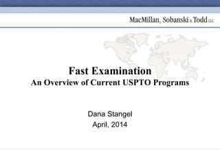 Dana Stangel
April, 2014
Fast Examination
An Overview of Current USPTO Programs
 