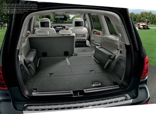 GL 450 shown below with optional Grey leather upholstery,
Burl Walnut wood trim, and optional Rear Seat Entertainment
system and Premium 1 Package. GL 550 shown at right with
optional Porcelain/Black designo Nappa leather upholstery
and designo Piano Black Lacquer wood trim.
Please see endnotes on back cover.

 