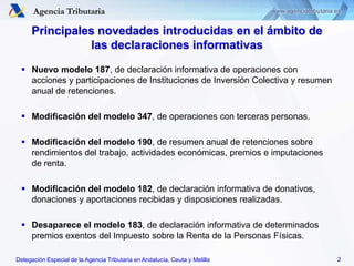 Delegación Especial de la Agencia Tributaria en Andalucía, Ceuta y Melilla
Principales novedades introducidas en el ámbito...