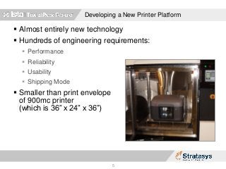 Developing a New Printer Platform
 Almost entirely new technology
 Hundreds of engineering requirements:
 Performance
 Reliability
 Usability
 Shipping Mode
 Smaller than print envelope
of 900mc printer
(which is 36” x 24” x 36”)
5
 