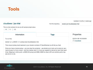 ©2014 CloudBees, Inc. All Rights Reserved 13 
Tools 
©2013 CloudBees, Inc. 
All Rights Reserved 
 