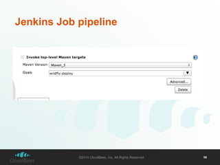 Jenkins Job pipeline 
©2014 CloudBees, Inc. All Rights Reserved 56 
 