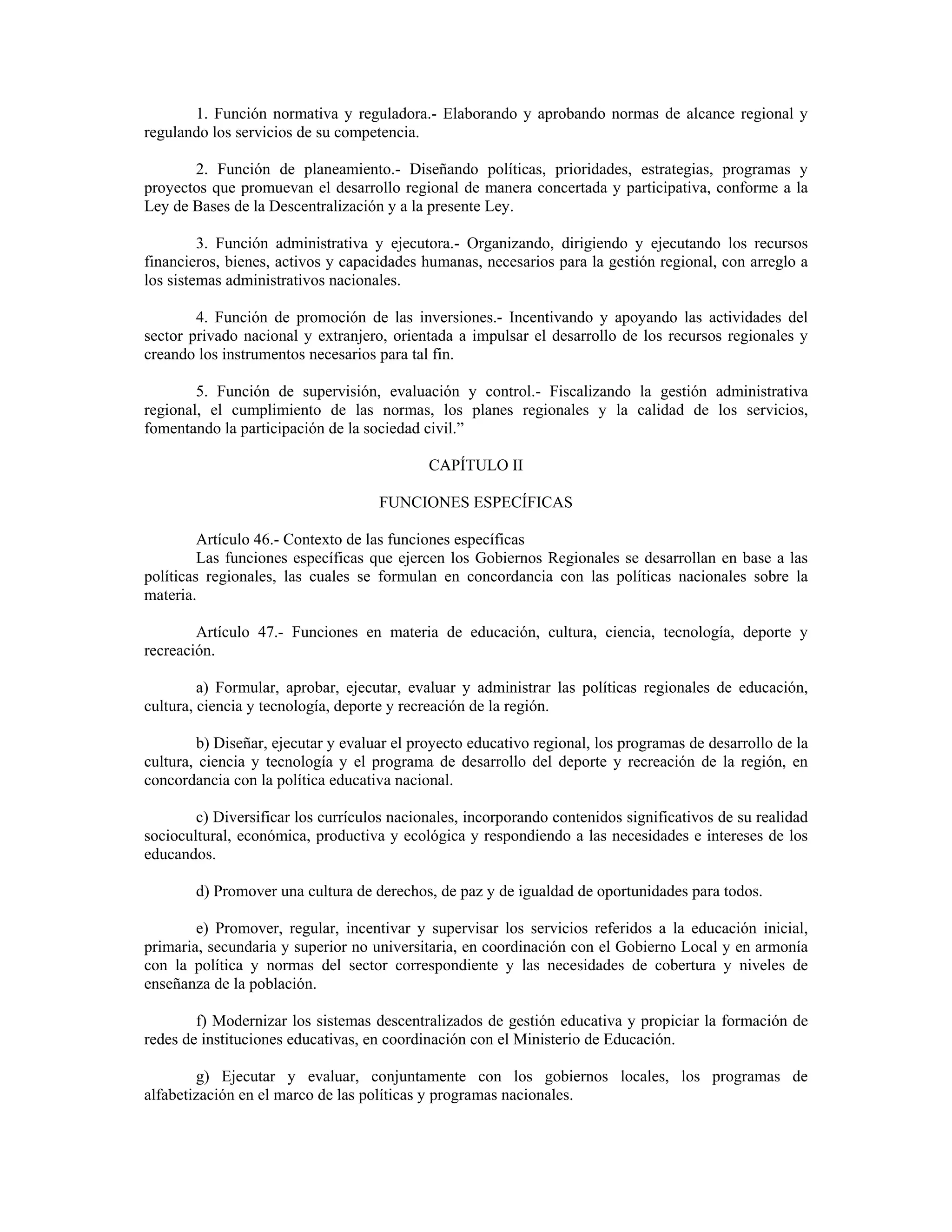 LEY ORGANICA DE GOBIERNOS REGIONALES 27867 | PDF