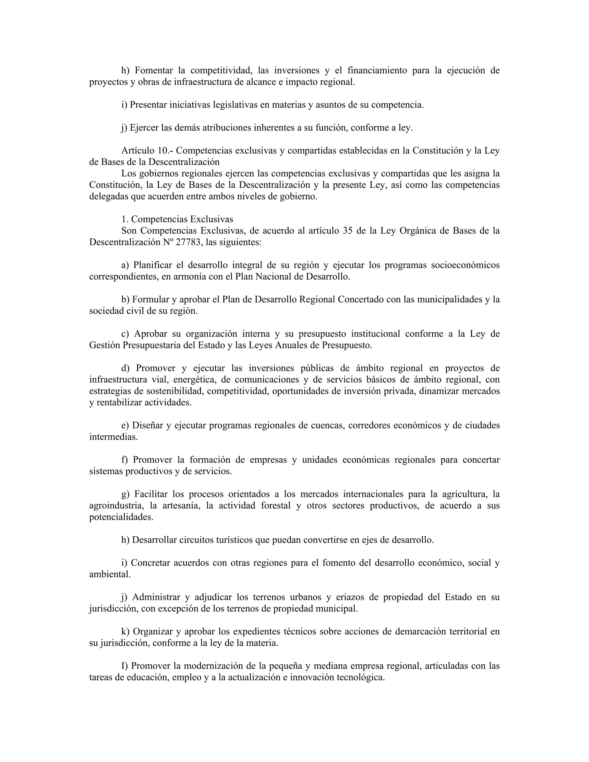 LEY ORGANICA DE GOBIERNOS REGIONALES 27867 | PDF