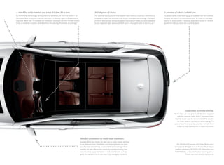 A watchful eye to remind you when it’s time for a rest.

360 degrees of vision.

A preview of what’s behind you.

By continually monitoring a variety of driving behaviors, ATTENTION ASSIST® is a
Mercedes -Benz innovation that can alert you if it detects signs of drowsiness on
long trips. More than 70 variables are measured, starting in the first minutes of each
drive, to establish a pattern and determine the warning thresholds accordingly.13

The optional new Surround View System uses cameras in all four directions to
compose a single, live overhead view of your immediate surroundings. Displayed
on the in-dash screen during low-speed maneuvers, it helps you avoid obstacles
as you negotiate tight spaces, whether you’re moving forward or backing up.14

For added safety when backing up, an available rear view camera
shows a live view of the area behind your M‑Class on the large
central in-dash screen.14 Steering-dependent active on‑screen
guidelines help you back into a parking space.

Leadership in trailer towing.
The M‑Class can tow up to 7,200 lbs when equipped
with the optional trailer hitch.15 Standard Trailer
Stability Assist uses the sensors for ESP to monitor
for trailer sway, or oscillations, when towing. The
system then intervenes by using the vehicle’s front
brakes to help stabilize the M‑ Class and trailer.

Mindful assistance on multi-lane roadways.
Available Blind Spot Assist can alert you to some unseen vehicles
in the adjacent lane.16 Available Lane Keeping Assist can warn
you of unintended drifting across visible lane markings.13 Both
systems are also offered with advanced active technology that
can selectively apply the brakes at individual wheels, to help
guide the car back into its own lane if you disregard the alerts.

ML 350 BlueTEC shown with Polar White paint,
and optional designo Auburn Brown/Black Nappa
leather upholstery, KEYLESS‑GO, Panorama roof,
PARKTRONIC, and wood/leather steering wheel.
Please see endnotes on back cover.

 