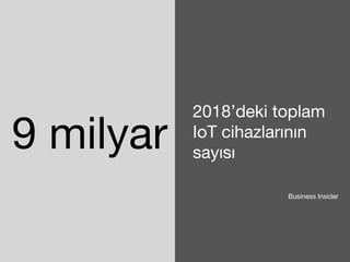 9 milyar 2018’deki toplam 
IoT cihazlarının 
sayısı 
Business Insider 
 
