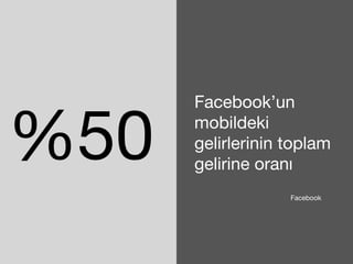 %50 Facebook’un 
mobildeki 
gelirlerinin toplam 
gelirine oranı 
Facebook 
 