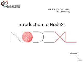 Introduction to NodeXL
Like MSPaint™ for graphs.
— the Community
 