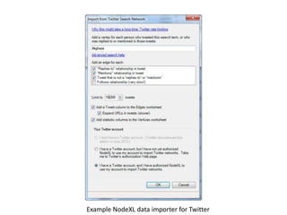 Example NodeXL data importer for Twitter
 