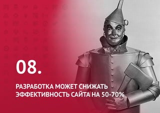 08. 
РАЗРАБОТКА МОЖЕТ СНИЖАТЬ ЭФФЕКТИВНОСТЬ САЙТА НА 50-70%  