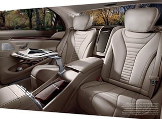S 550 shown at top left with optional designo Deep Sea 
Blue/Silk Beige Exclusive Nappa leather upholstery and Burl
Walnut wood trim. S 550 shown above with optional Silk Beige/
Espresso Brown Nappa leather upholstery and Burl Walnut
wood trim. Both models shown with optional Exclusive Trim,
Rear Seat Entertainment system, and Executive Rear Seat Plus
and Premium 1 Packages. Please see endnotes on back cover.

 