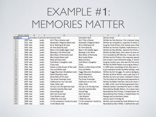 EXAMPLE #1: 
MEMORIES MATTER 
 