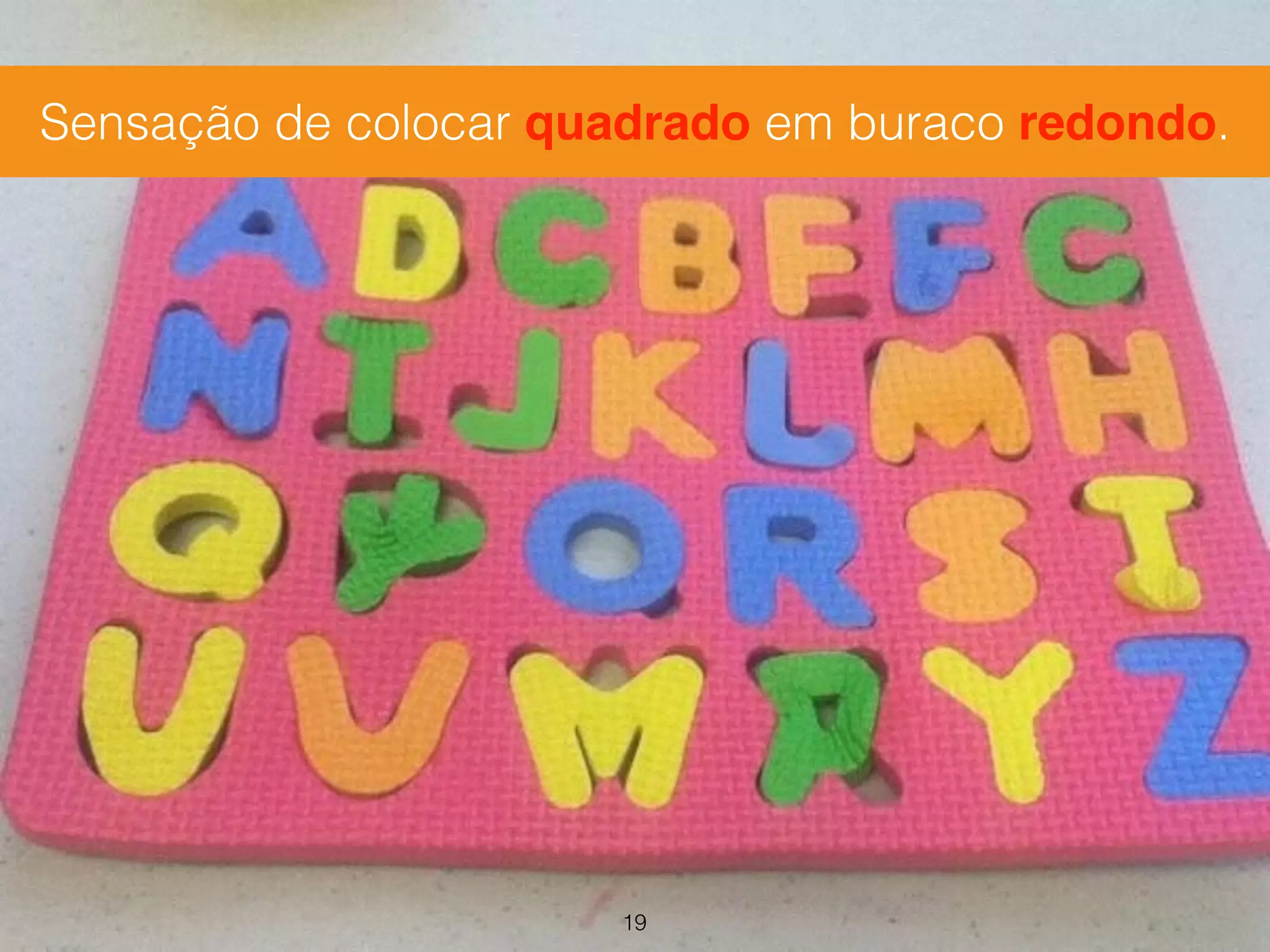 Sensação de colocar quadrado em buraco redondo. 
19 
 