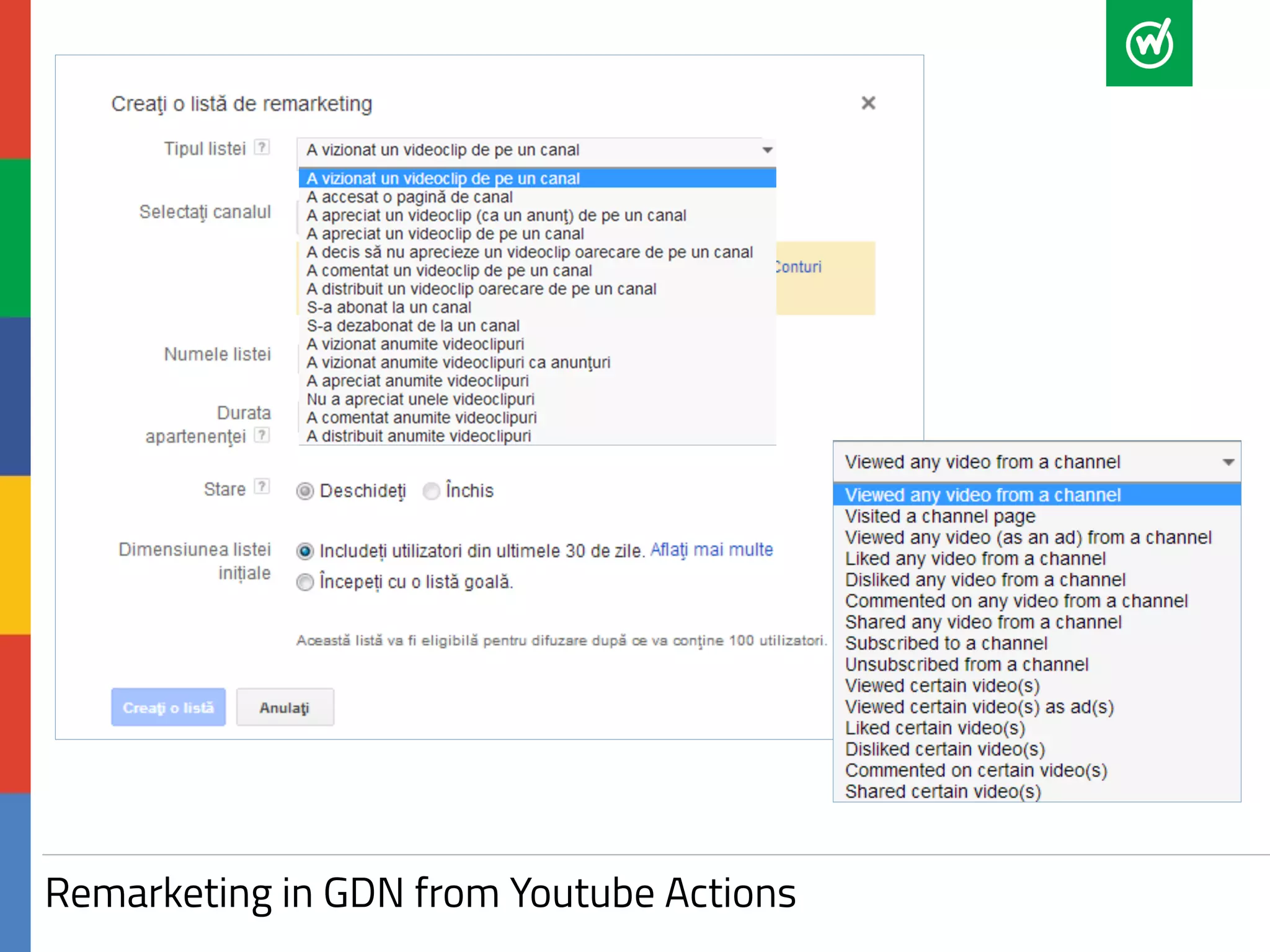Remarketing in GDN from Youtube Actions 
 