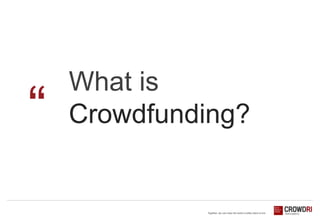 “

What is
Crowdfunding?

 