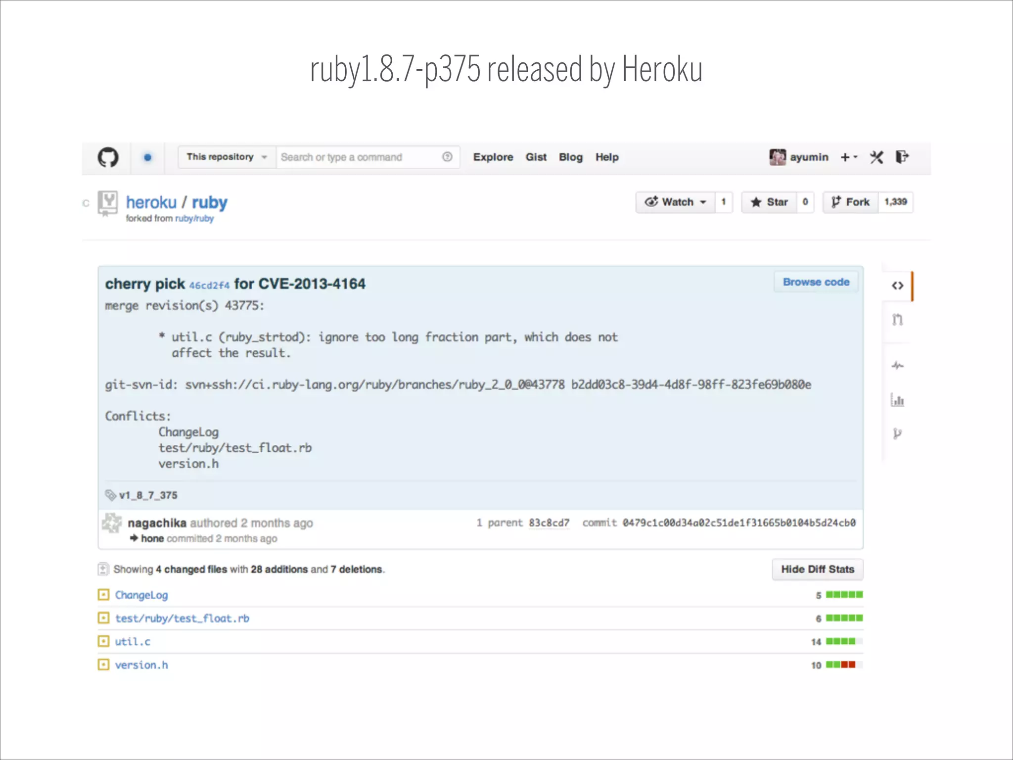 ruby1.8.7-p375 released by Heroku

 