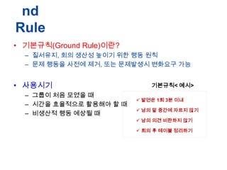 nd
Rule
? ????(Ground Rule)???
C ????, ?? ??? ??? ?? ?? ??
C ?? ??? ??? ??, ?? ????? ???? ??

? ????
C ??? ?? ??? ?
C ??? ????? ???? ? ?
C ???? ?? ??? ?

????< ??>
? ??? 1? 3? ??
? ?? ? ??? ??? ??
? ?? ?? ???? ??
? ?? ? ??? ????

 