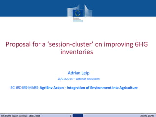 Proposal for a ‘session-cluster’ on improving GHG
inventories
Adrian Leip
23/01/2014 – webinar discussion

EC-JRC-IES-MARS- AgriEnv Action - Integration of Environment into Agriculture

6th CGMS Expert Meeting - 13/11/2013

1

JRC/AL CAPRI

 