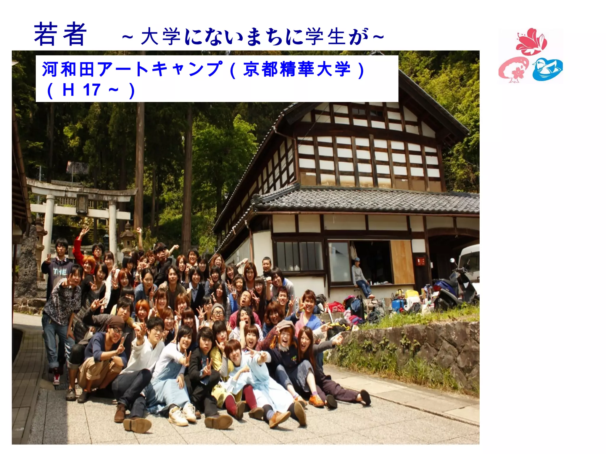 若者 　～大学 にないまちに学生 が～ 　
　
河和田アートキャンプ（京都精華大学）
（Ｈ 17 ～）

 