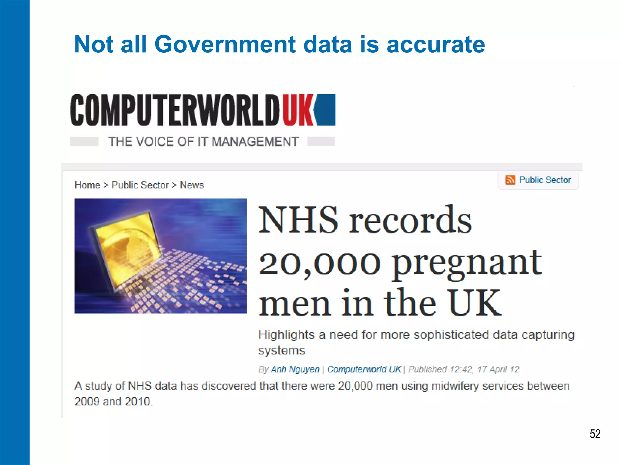 Not all Government data is accurate

52

 