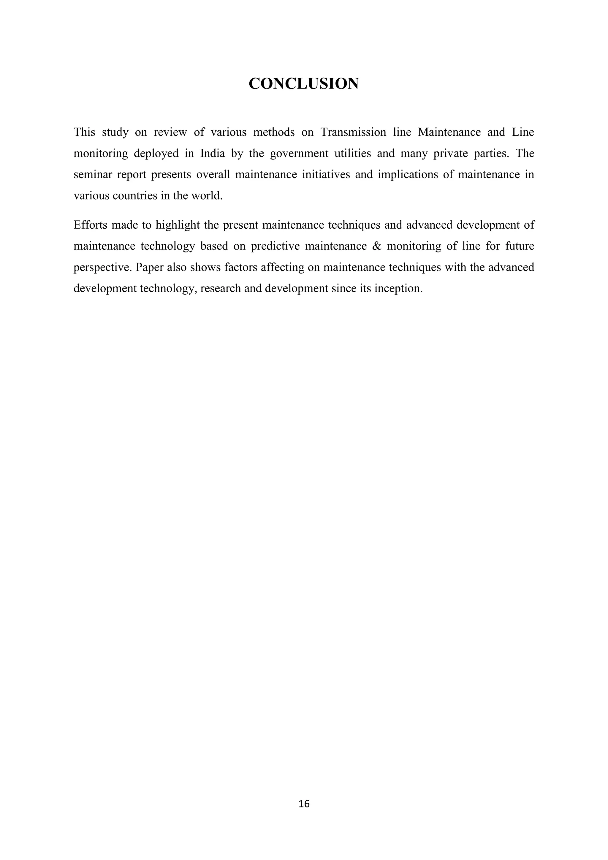 EHVAC TRANSMISSION LINE MAINTENANCE TECHNIQUES IN INDIAN PERSPECTIVE…
