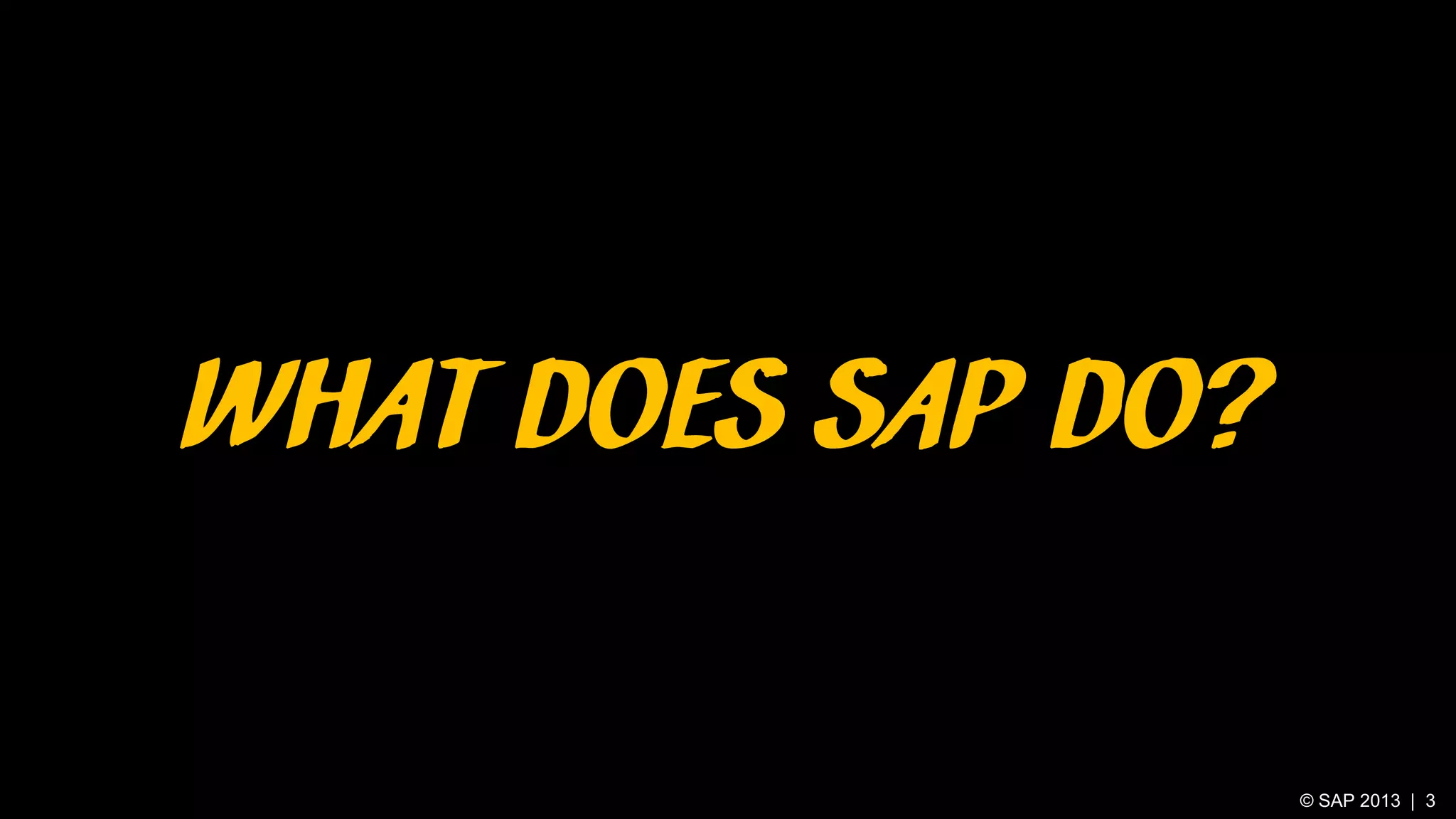 WHAT DOES SAP DO?
© SAP 2013 | 3

 