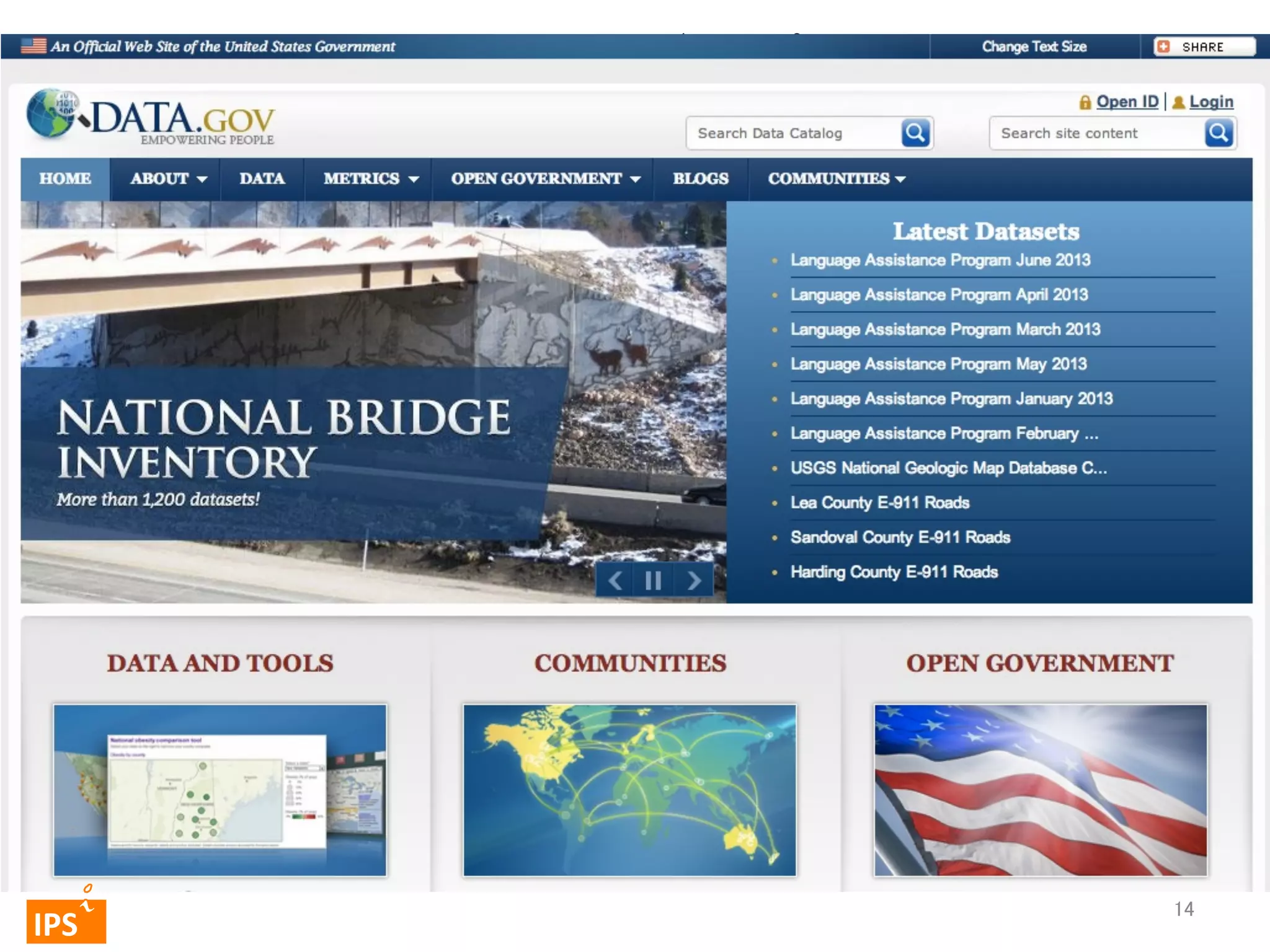 米国連邦政府のデータポータル	

	
  	
 

	
 

IPS	
 

14	

 