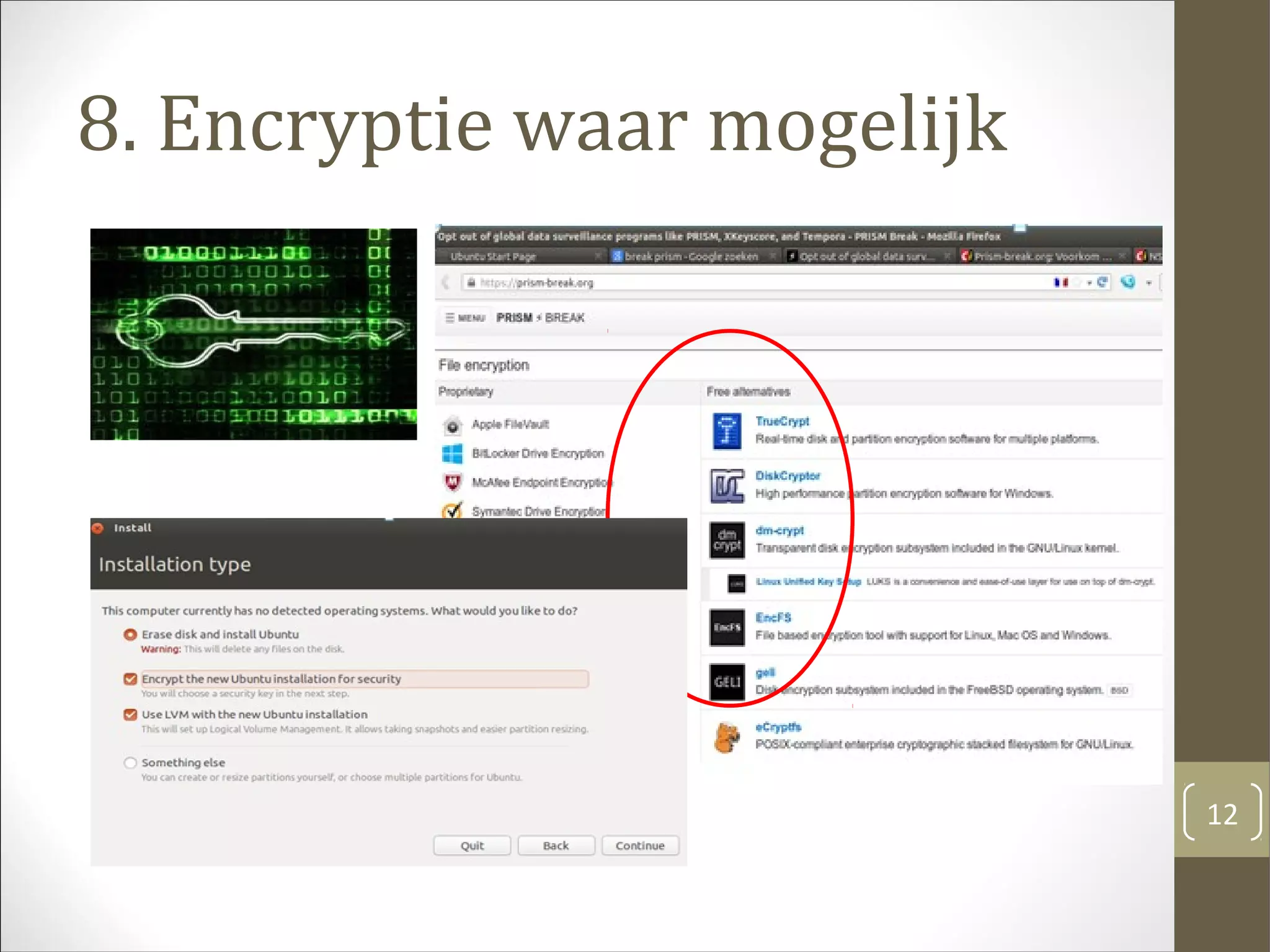 8. Encryptie waar mogelijk
12
 